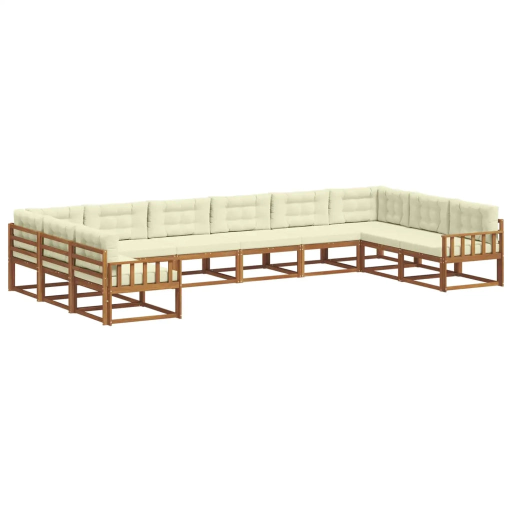 Set di divani da esterno con cuscino 10 pcs Naturale e Crema 3368233