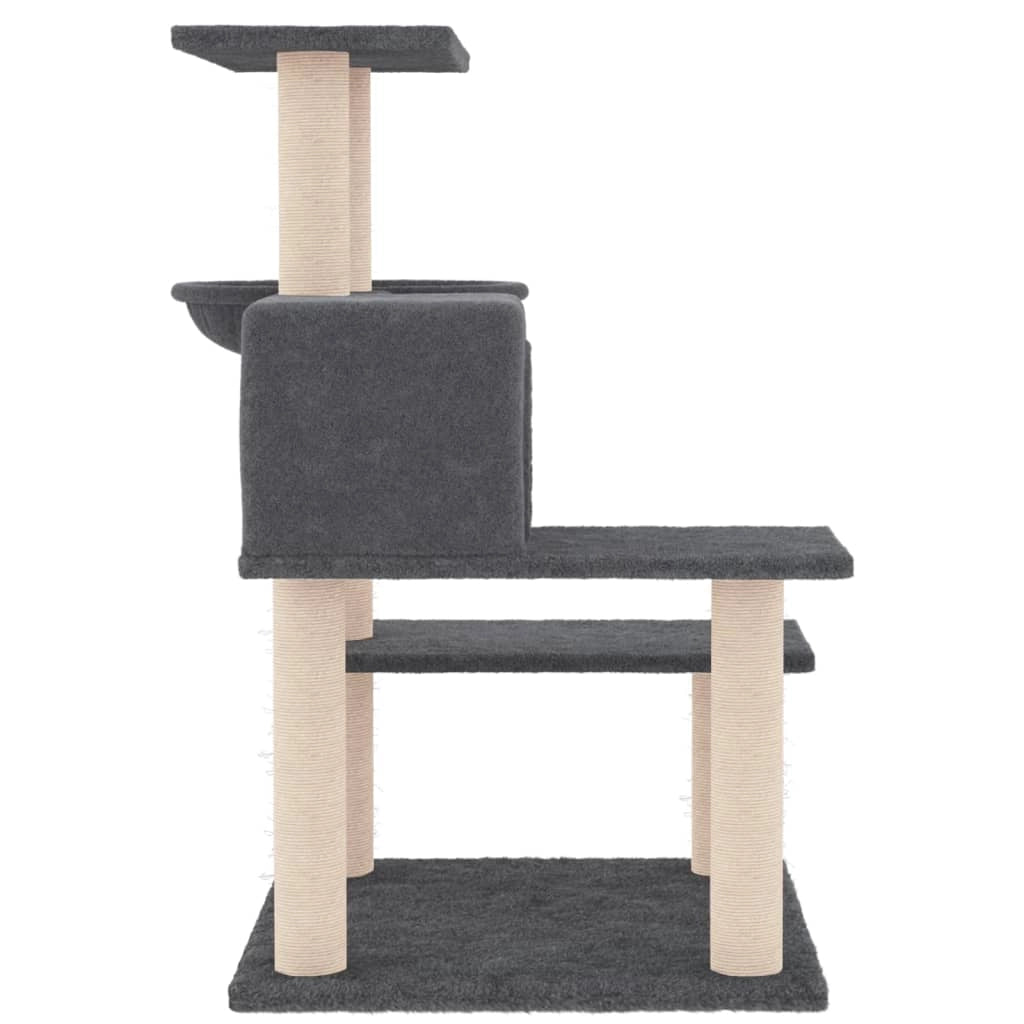 Tiragraffi per gatti Mobili per arrampicata su torre Tiragraffi piattaforma da arrampicata con tiragraffi in sisal scuro 82,5 cm grigio 02_0022708