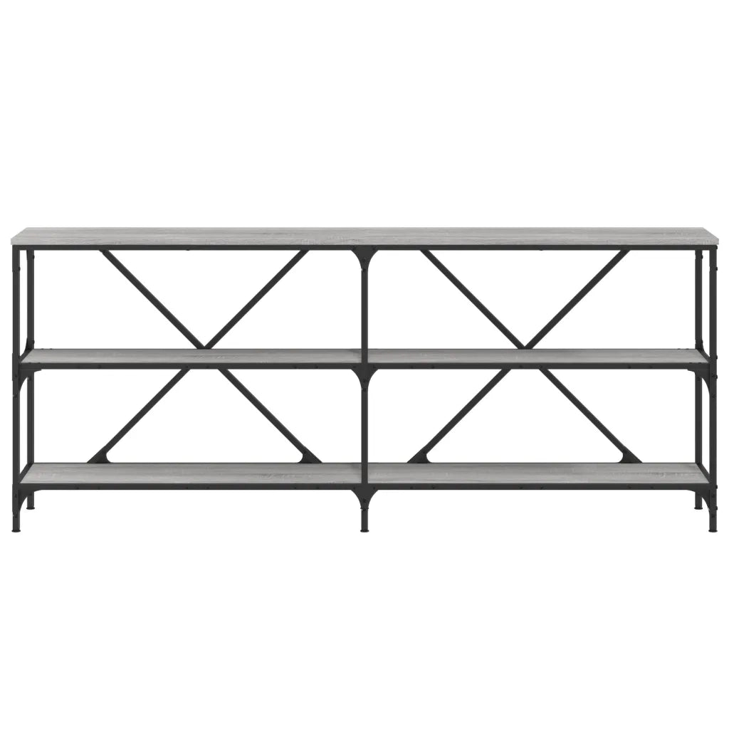 Tavolino Grigio Sonoma 180x30x75cm in Legno Multistrato e Ferro 832856