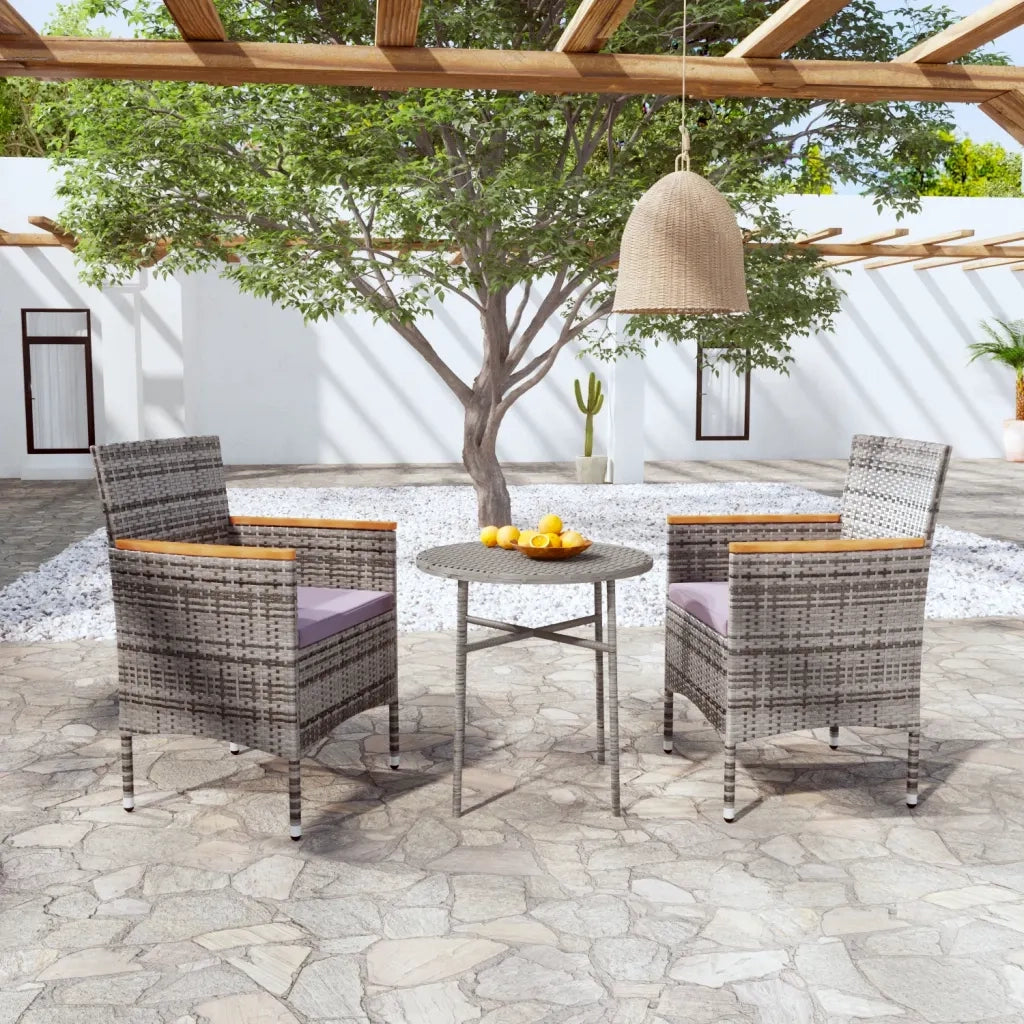 Set Mobili da Pranzo per Giardino 3 pz | Set Salotto da Giardino in Polyrattan Grigio