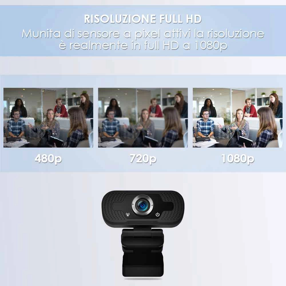 Webcam PC Full HD 1080p con Microfono Integrato