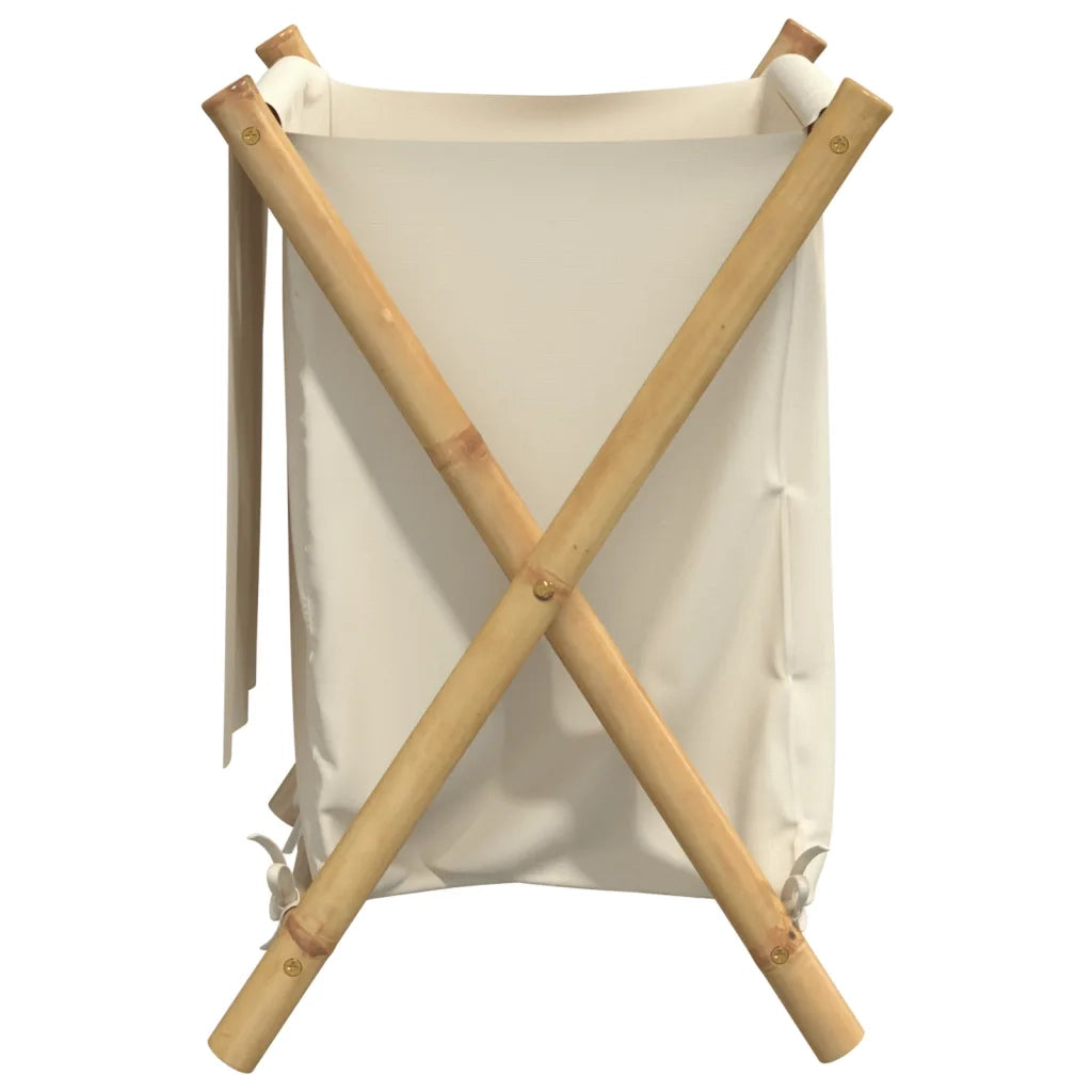 Cesto per Biancheria Bianco Crema 45x55x63,5 cm in Bambù 368035
