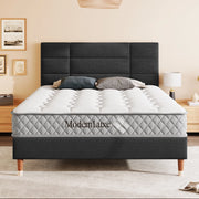 Letto matrimoniale – 140x200 cm – testiera imbottita rete – lino nero