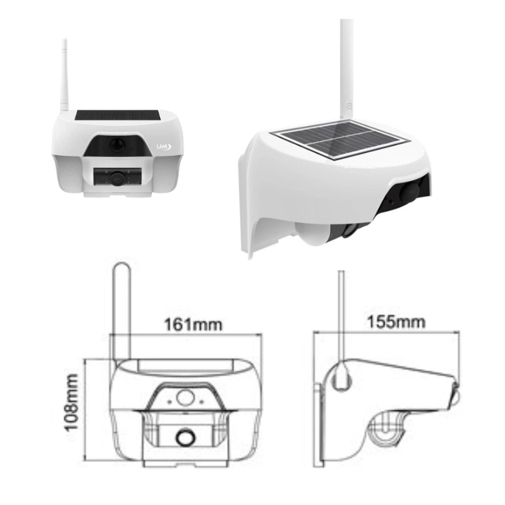 Telecamera wi-fi ad alimentazione solare a colori 1.0 megapixel visione notturna