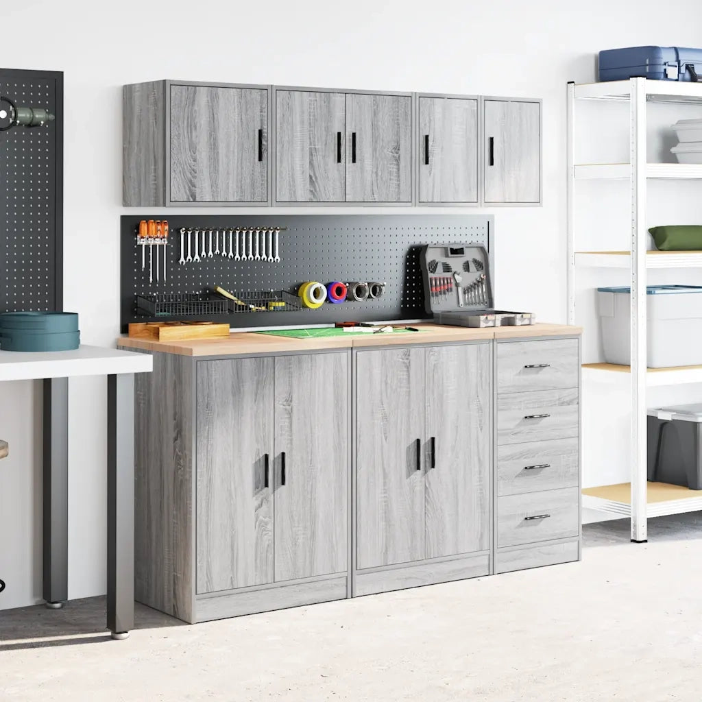 Pensili per Garage 2 pz Grigio Sonoma in Legno Multistrato