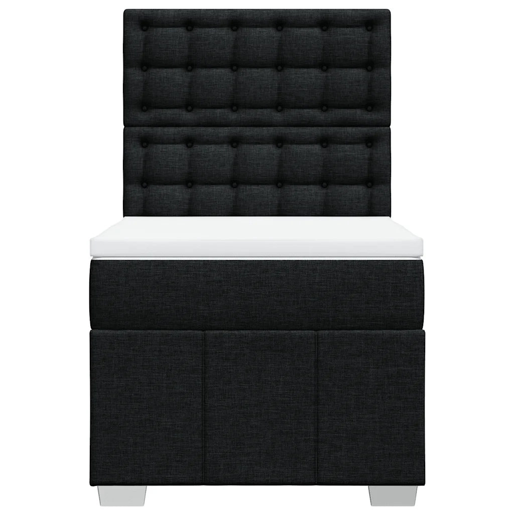 Letto singolo | Letto per adulti | Giroletto a Molle con Materasso Nero 80x200 cm inTessuto
