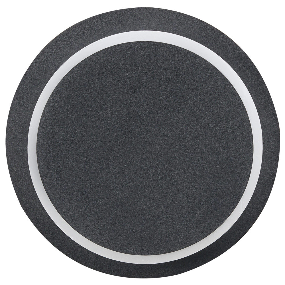 Set di 2 lampade da parete LED in metallo nero con paralume rotondo in acrilico verniciato a polvere in stile scandinavo.