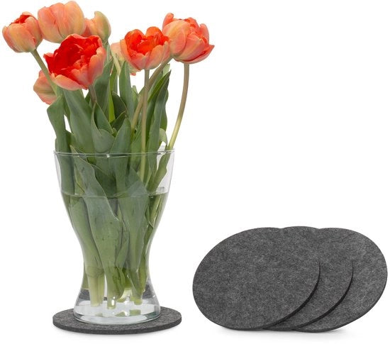 Vilten onderzetters per 4, 15cm, colore selezionabile, confezione di 4, in pelle di visone, per tabelle e bar, come sottopanchine per bicchieri e calici