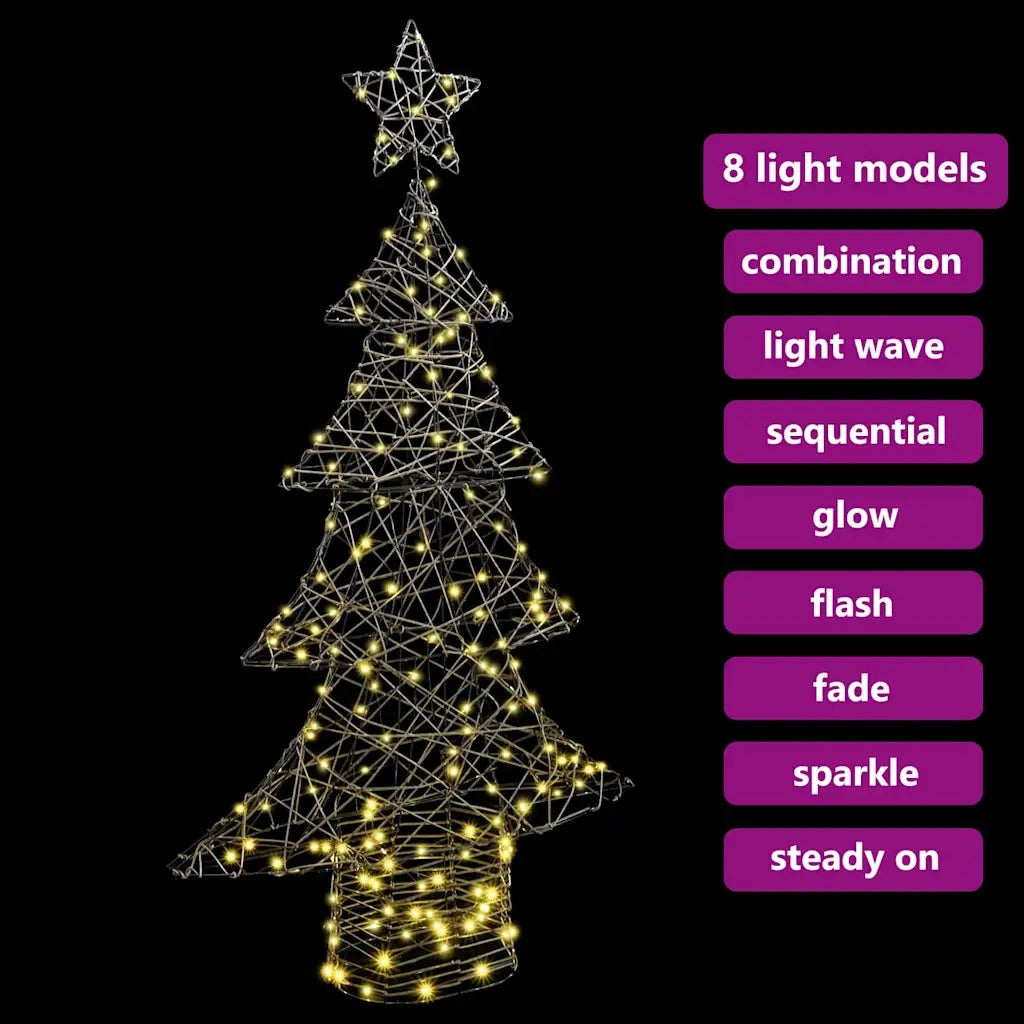 Albero di Natale con 160 LED Bianco caldo 150 cm Rattan 42018992