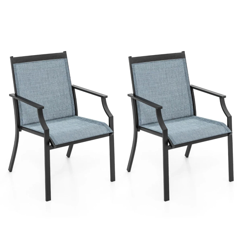 Set di 2 sedie ergonomiche da giardino e da terrazza 66 x 61 x 90 cm comfort ottimale elegante finitura in metallo blu 20_0009865