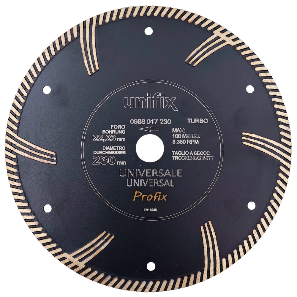 Disco diamantato turbo universale cemento, cemento armato, granito *** misura Ø 230 x 2,8 mm, confezione 1