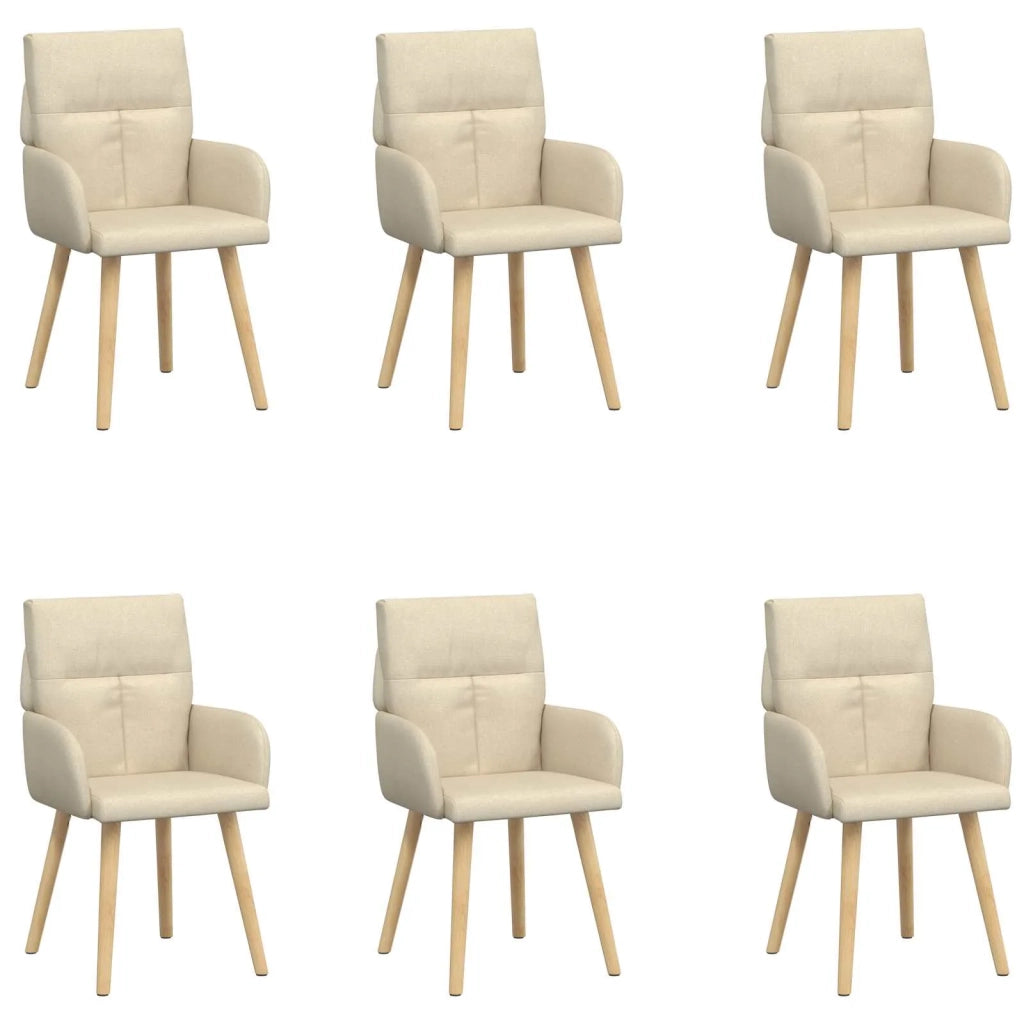 Sedie da pranzo 6 pz Tessuto Crema 60 x 56 x 96 cm 3428371