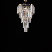Lampada A Soffitto Moderna Schuber Metallo Oro E Cristallo 7 Luci E14