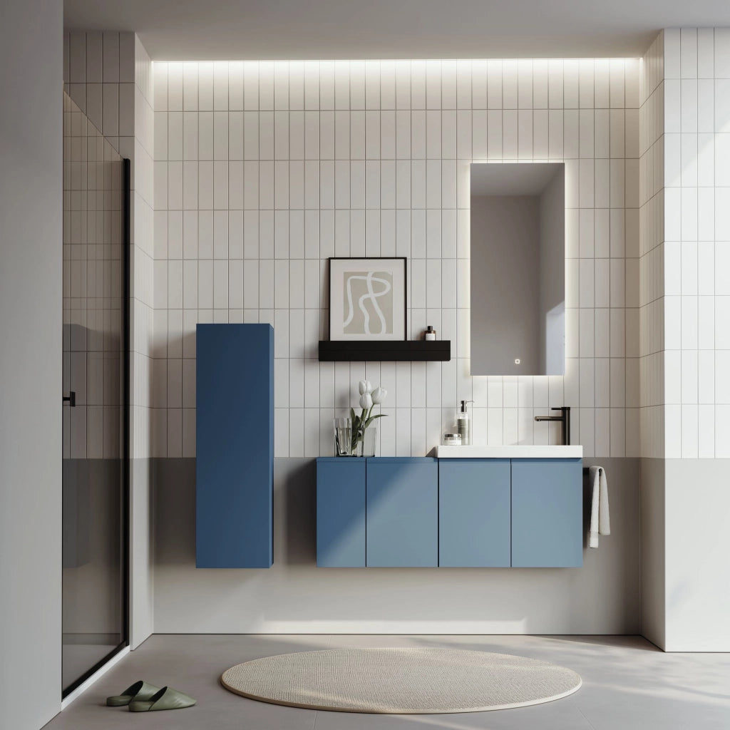Mobile da bagno "Ferla 30" - 30 x 25 x 100 cm - Blu petrolio