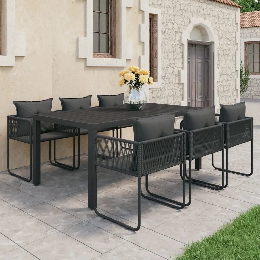 Set da Pranzo da Giardino 7 pz in Rattan PVC Nero 3060104