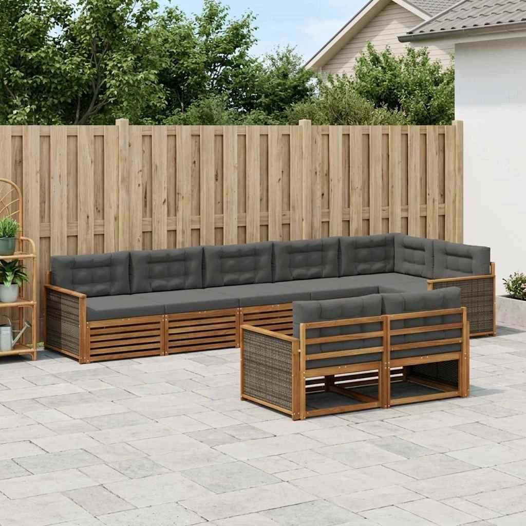 Set di divani da esterno 8 pz Naturale e Antracite 3383500