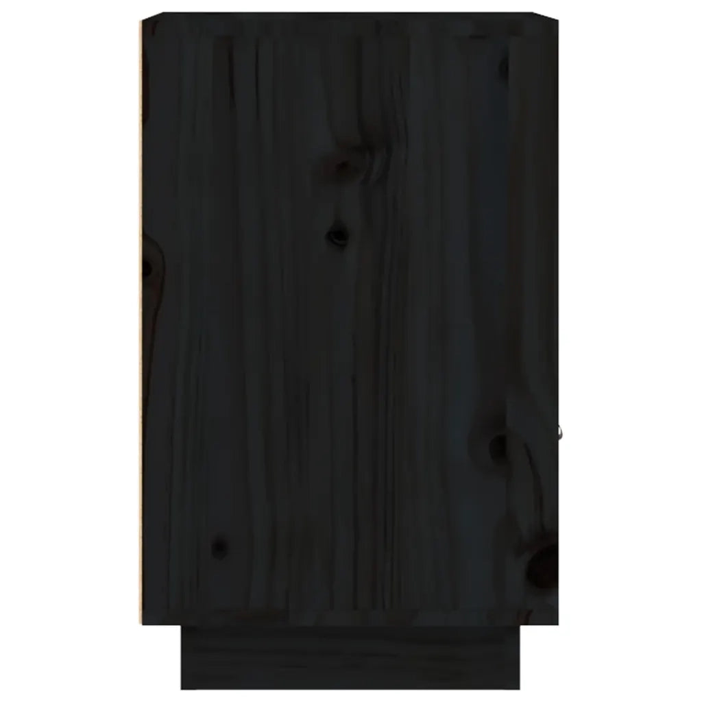 Comodino Nero 40x34x55 cm in Legno Massello di Pino 818323