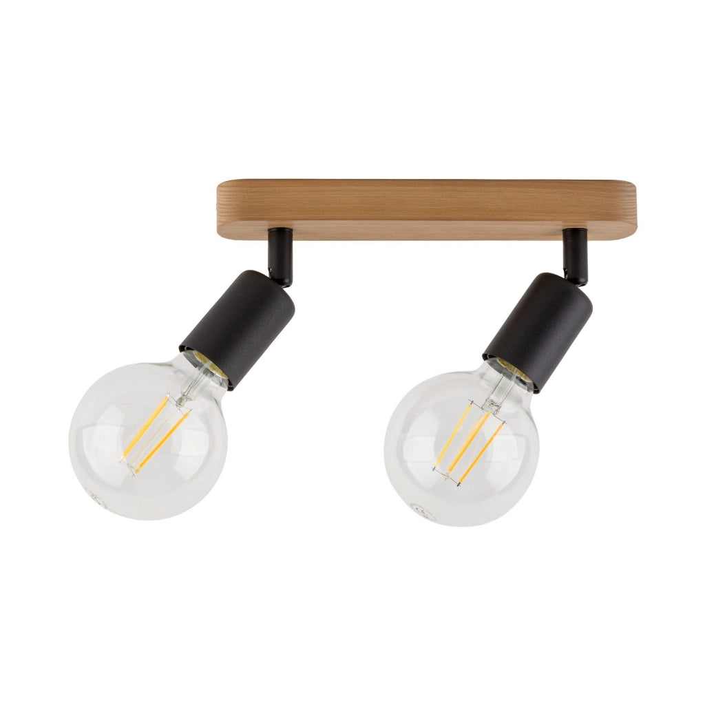 Plafoniera SIMPLY TK-Lighting 2xE27 15W nero/legno chiaro
