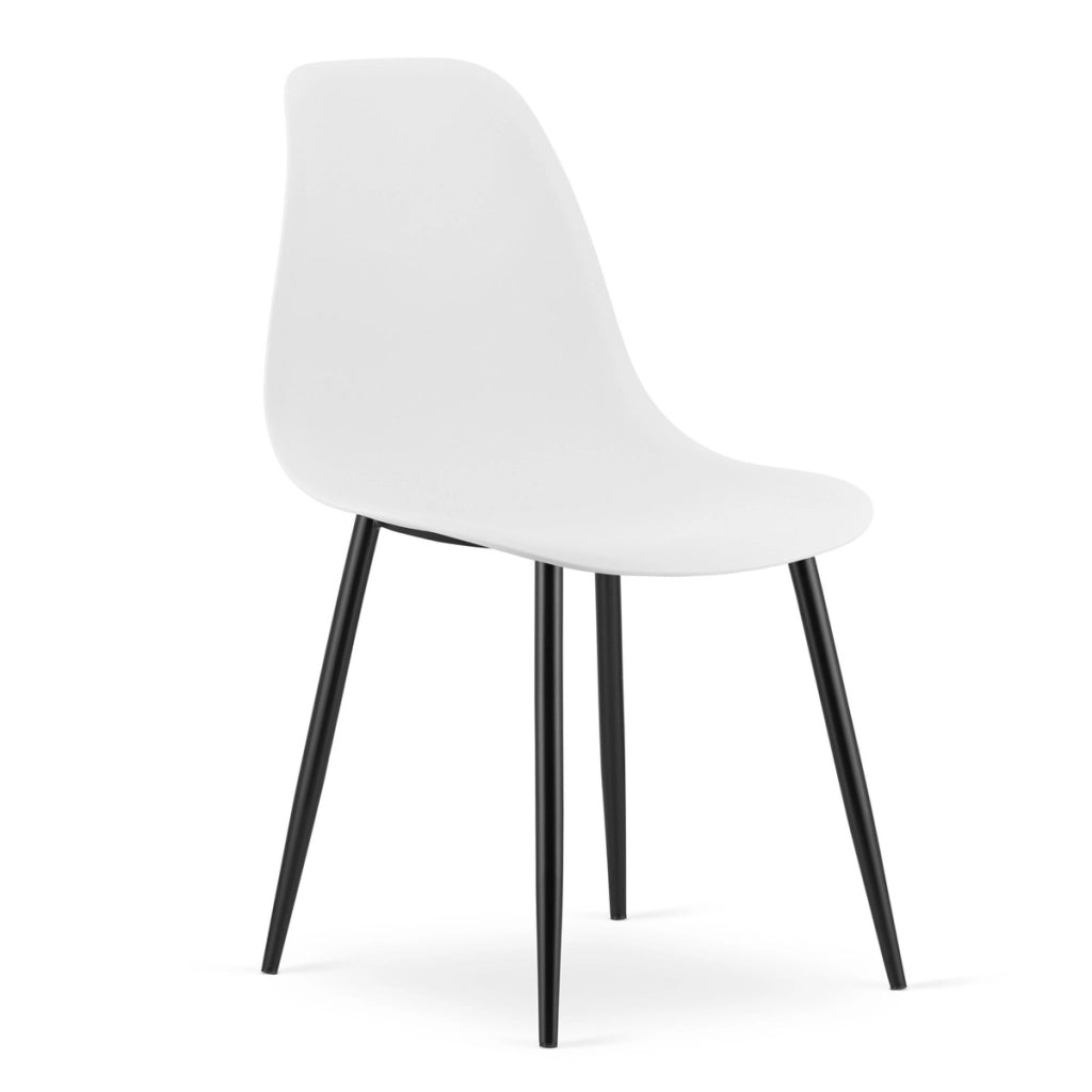 Sedia scandinava WAT bianca con gambe in metallo nero