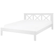 Letto in Legno Bianco con Rete a Doghe Design Elegante 180 x 200 cm
