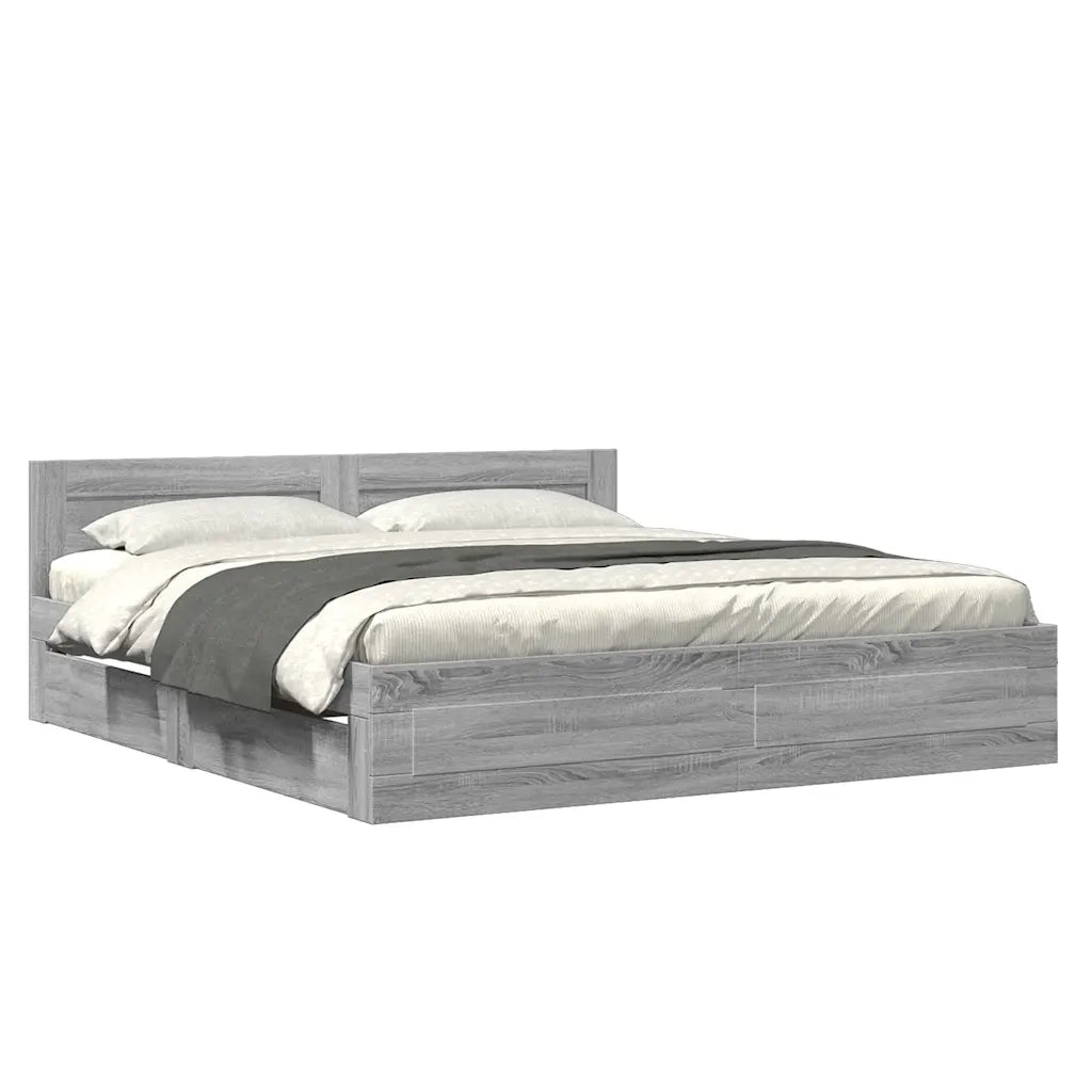 Giroletto Testiera Grigio Sonoma 180x200 cm Legno Multistrato