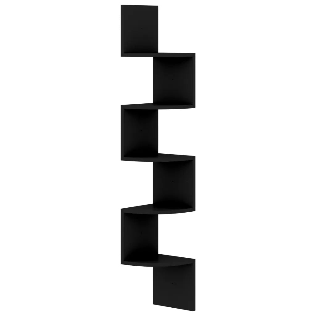 Scaffale Angolare a Muro Nero 19x19x123 cm Legno Multistrato 326832