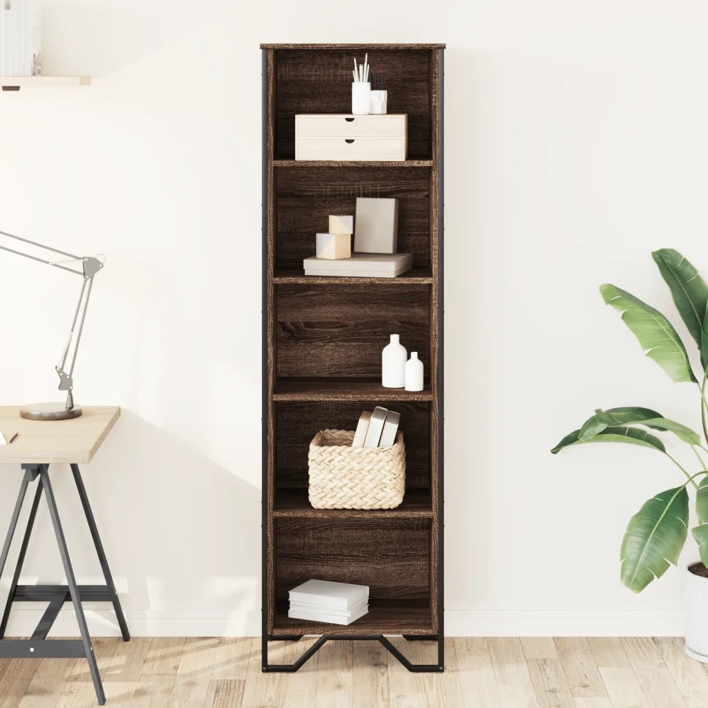 Libreria-Scaffale per Libri-Mobile di Stoccaggio Rovere Marrone 50x31x169 cm in Legno Multistrato