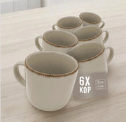 Servizio da Tavola per 6 Persone - Set di 6 Tazze Rustiche in Cotto Lavabile in Microonde - Design Moderno per Caffè e Tè - Cottura Artigianale Pure Living in beige