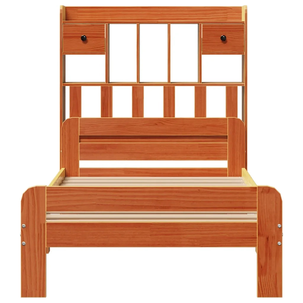 Letto Libreria senza Materasso Marrone Cera 75x190 cm in Pino 3308908