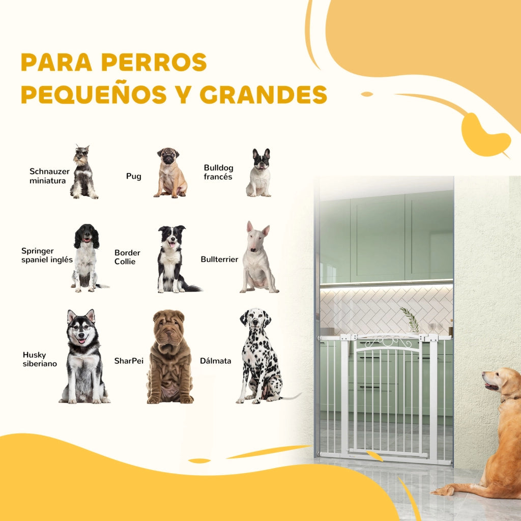 Barriera per Cani Porta con Larghezza Regolabile 76-104 cm ¨C zephmum ¨C Bianco