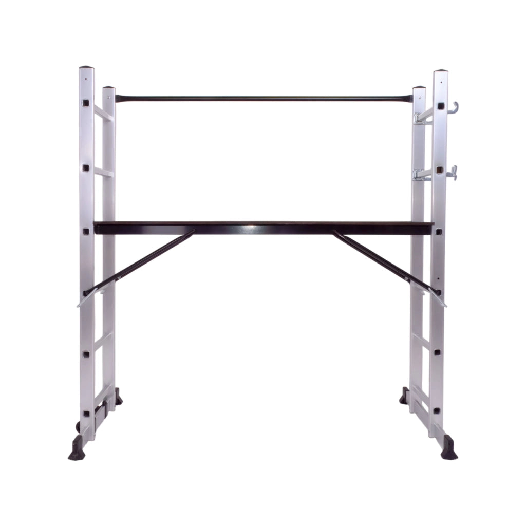 RIG 100 - Impalcatura Multifunzione Trabattello 3 in 1 H165,5 cm Scala in Alluminio con Ruot