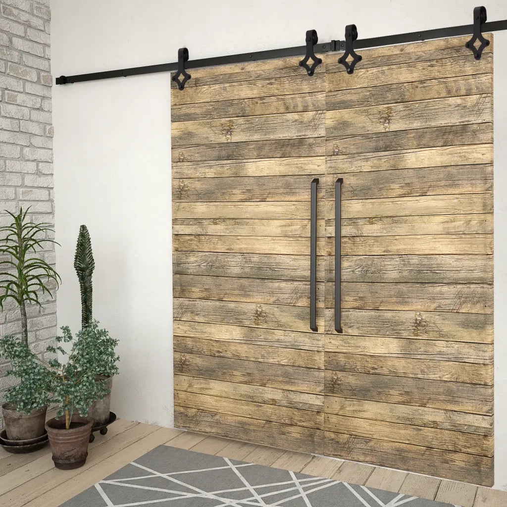 Kit di Binari per Porte Scorrevoli 2 pz 200 cm in Acciaio Nero CFW2328627