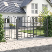 Cancello da Giardino con Parte Superiore Arcuata Assen Grigio 42008956