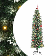 Albero di Natale Artificiale-Albero Natalizio Sottile Verde e Bianco 150 cm 975803