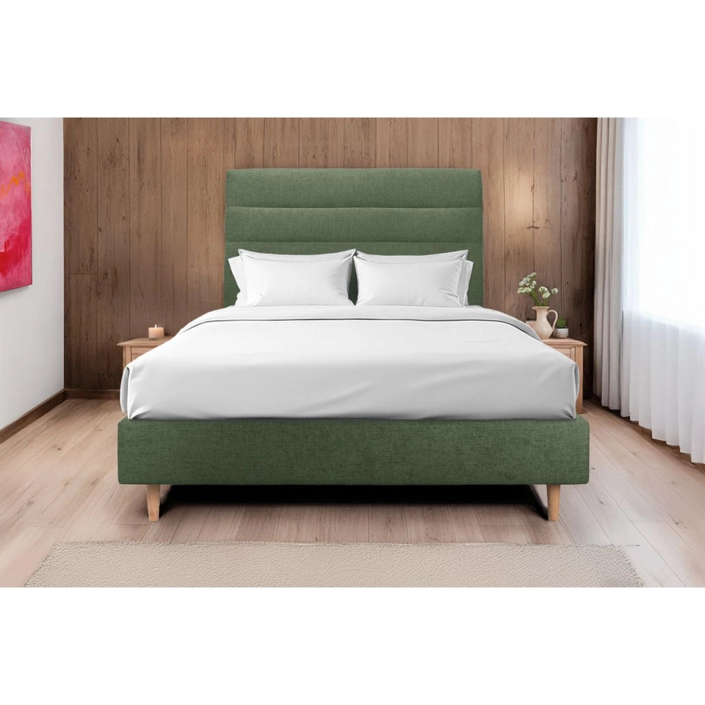 Testiera in tessuto natté verde kaki con linee L160 cm