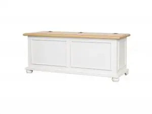 Cassapanca baule in legno Shabby chic mod cipolla bicolore bianco e naturale