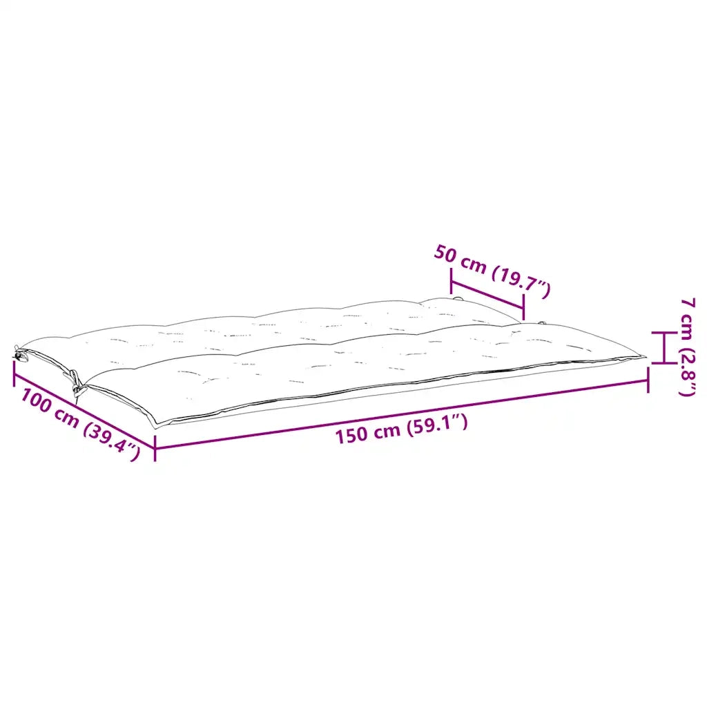 Cuscini Panca da Giardino 2pz Beige 150x50x7 cm Tessuto Oxford 315019