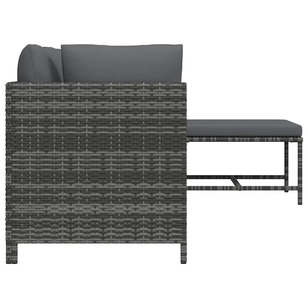 Set Divani da Giardino 4 pz | Set Salotto da Giardino con Cuscini in Polyrattan Grigio