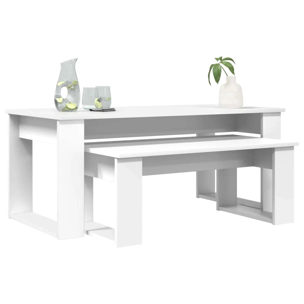 Set di Tavolini da Caffè 2 pcs Bianco Legno multistrato 8000132