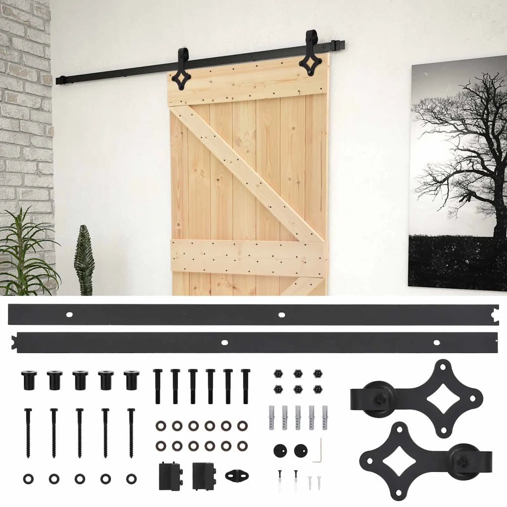Porta scorrevole Naturale e Nero 80 x 210 cm 3444851
