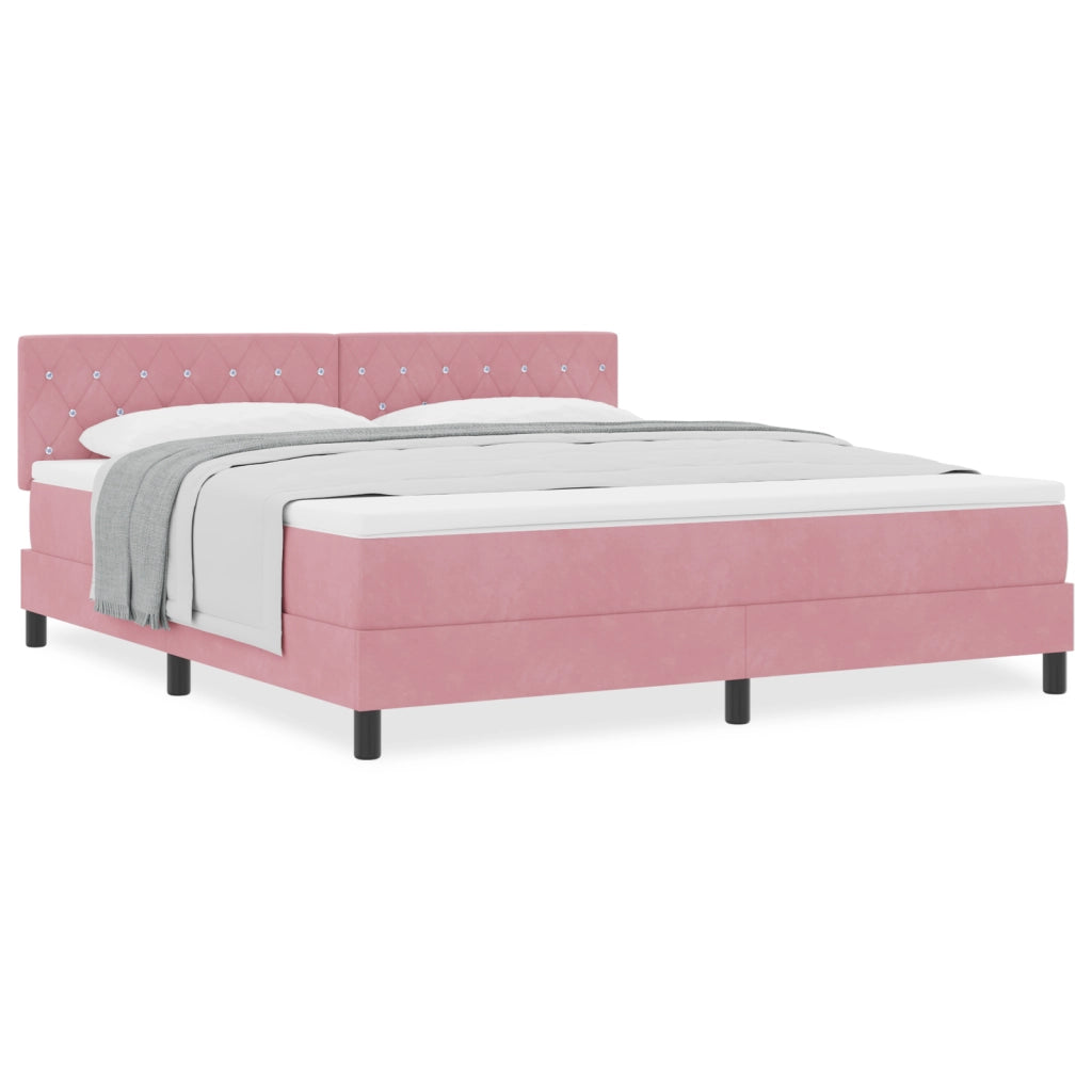 letto a molle  con materasso rosa super king in velluto