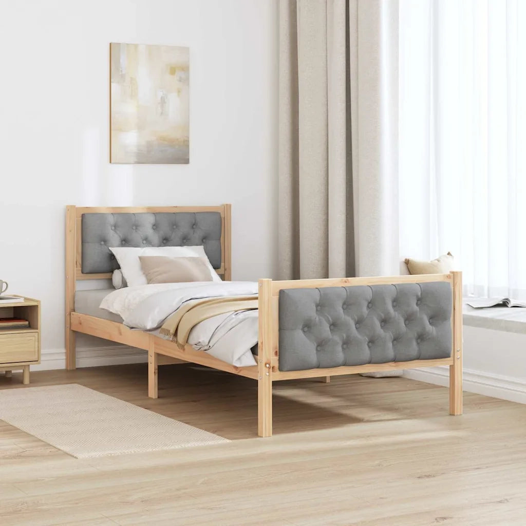 Struttura del letto Grigio chiaro 90 x 190 cm Pino massello