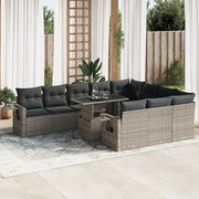 Set Divani da Giardino 11 pz con Cuscini in Polyrattan Grigio 3326551
