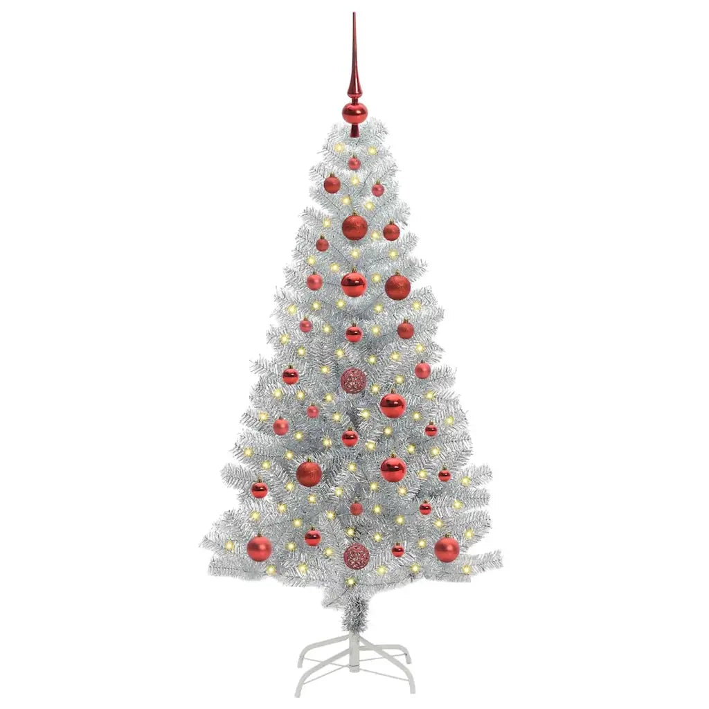Albero di Natale con 150 LED con supporto Argento 120 cm PET 3396652