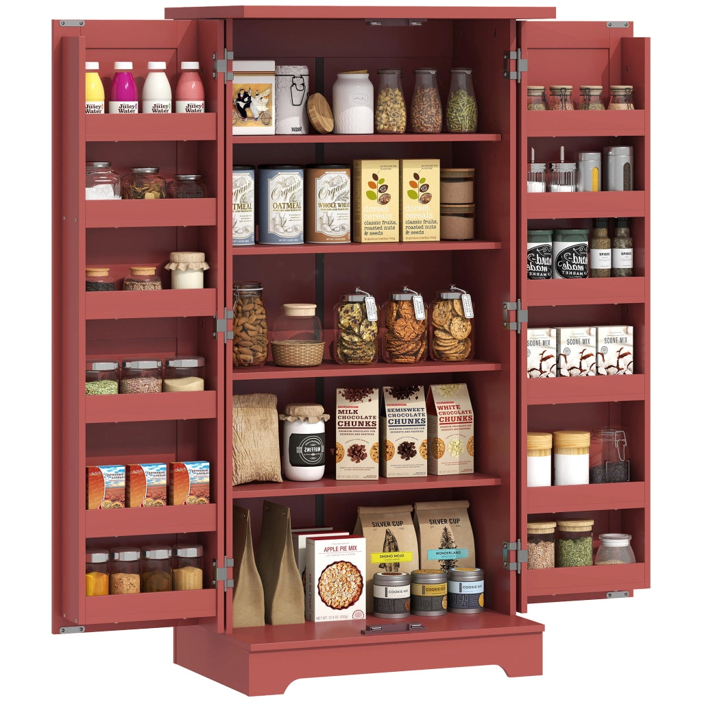 Buffet Cucina con Ante e Ripiani ¨C zephmum ¨C Legno Rosso 60x40x120 cm