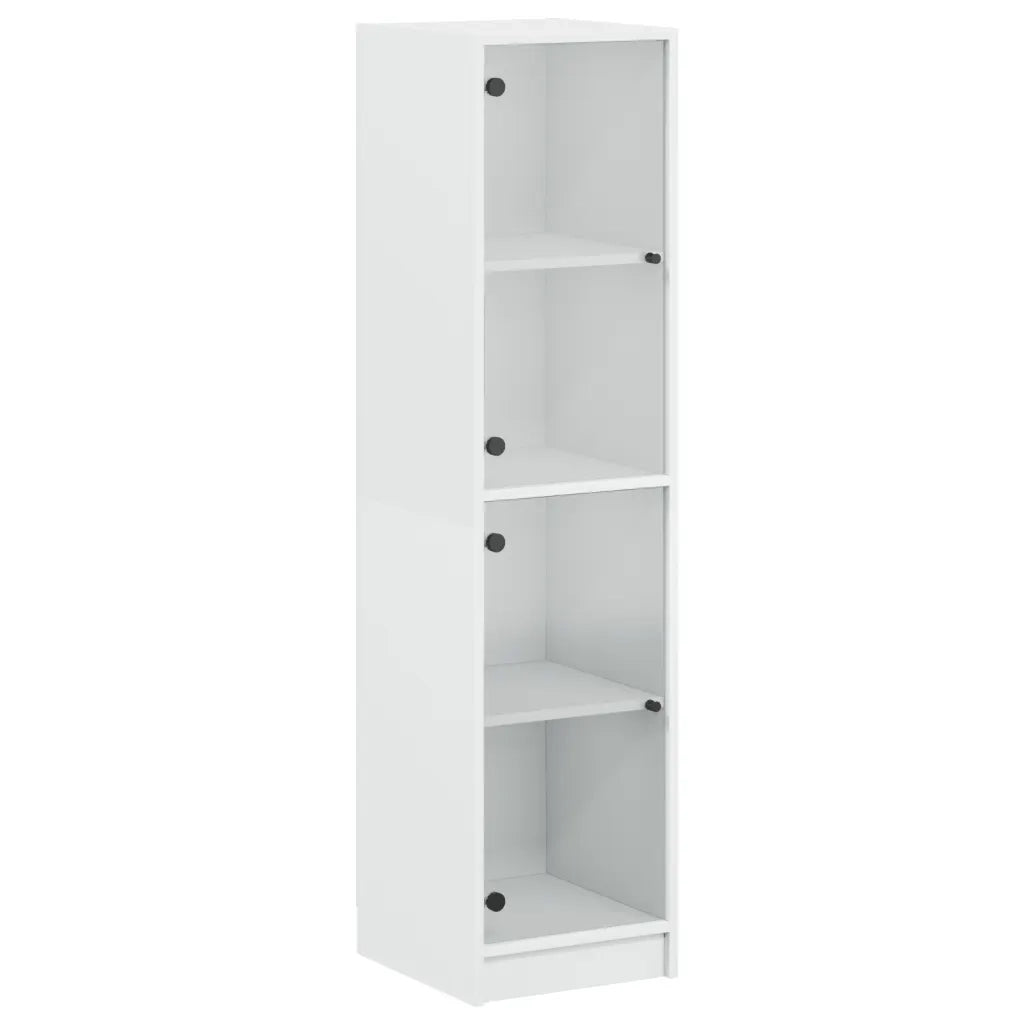 Credenza | Madia | Buffet da pranzo | Armadio da pranzo con Ante in Vetro Bianca 35x37x142 cm