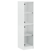 Credenza | Madia | Buffet da pranzo | Armadio da pranzo con Ante in Vetro Bianca 35x37x142 cm