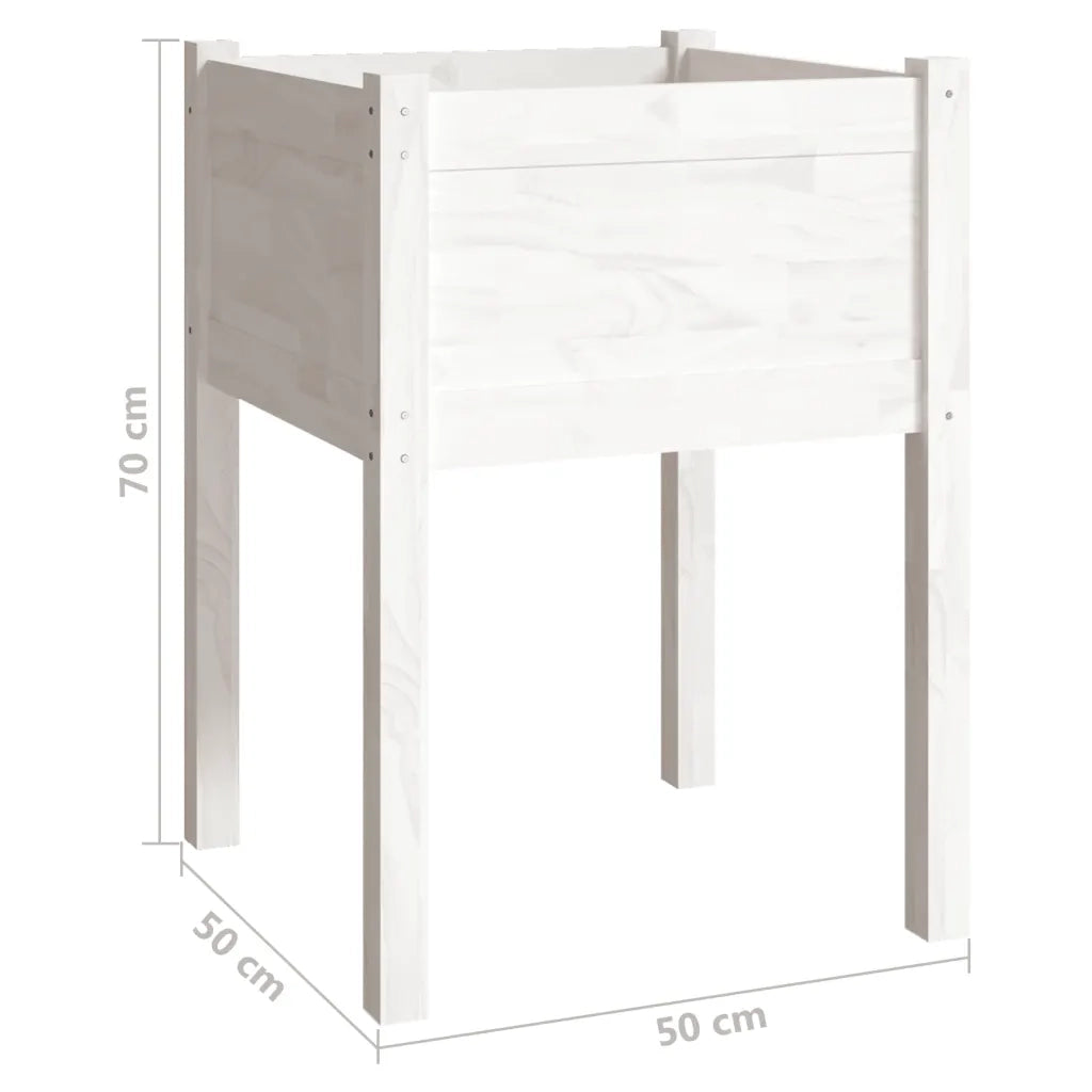 Fioriere da Giardino 2 pz Bianche 50x50x70 cm Massello di Pino 810802
