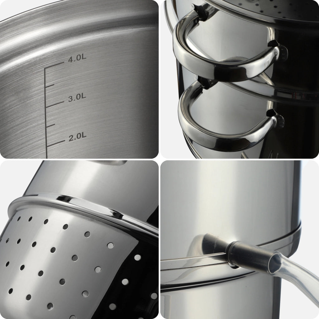 KADAX Spremiagrumi da 8 litri in acciaio inox, a vapore, a induzione e a gas, 3 in 1, grande