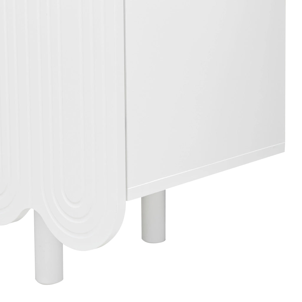 Credenza a 4 ante con intagli a goccia e cerniere ammortizzate in MDF bianco 120 × 37,5 × 80,8 cm